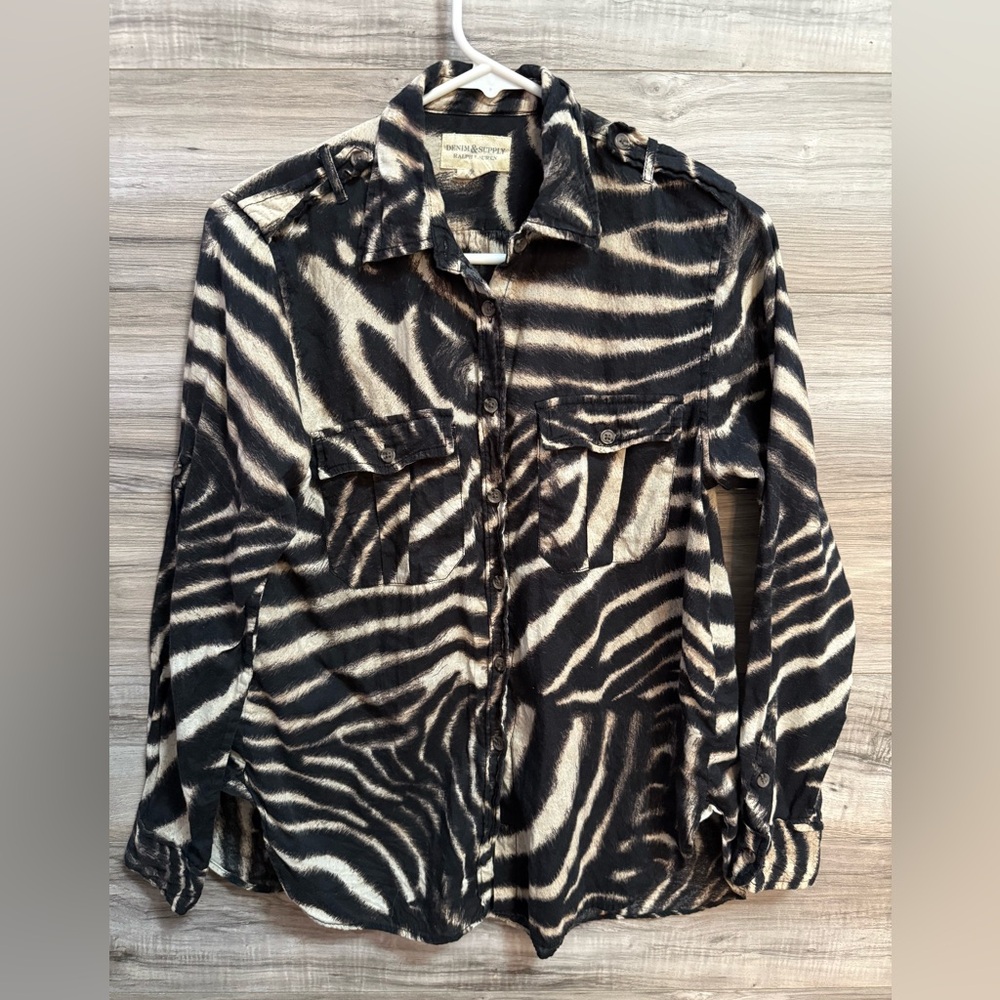 Ralph Lauren Denim & Supply Button-Front Cotton Shirt Blouse